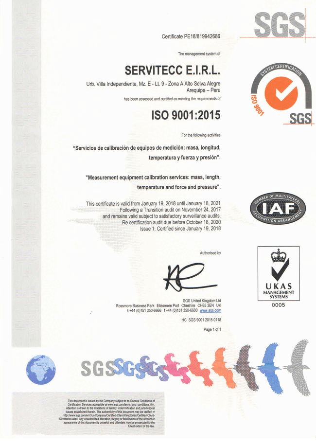 Certificado SGS